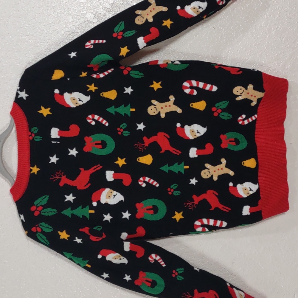 Tipsy Elves Black Cardigan with Red Trim and Festive Motifs - Picture 10 of 17
